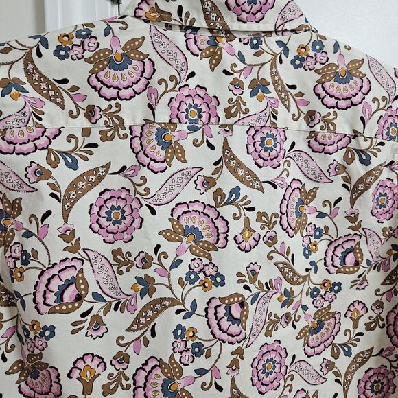 Chaps Shirt Women’s Small Multicolor Floral Button Up Long Sleeve Cotton Blend - Picture 5 of 8